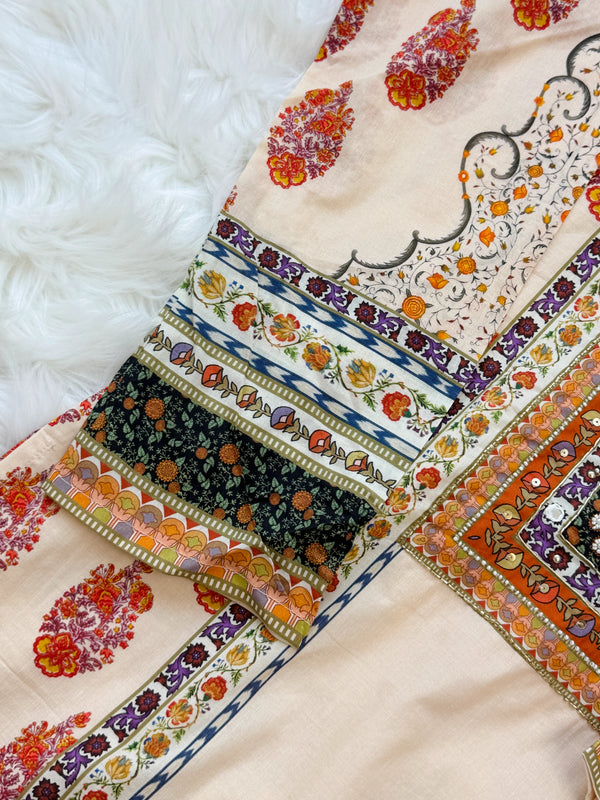 ✨ Pure Cotton Mirror Work Kurti Set ✨