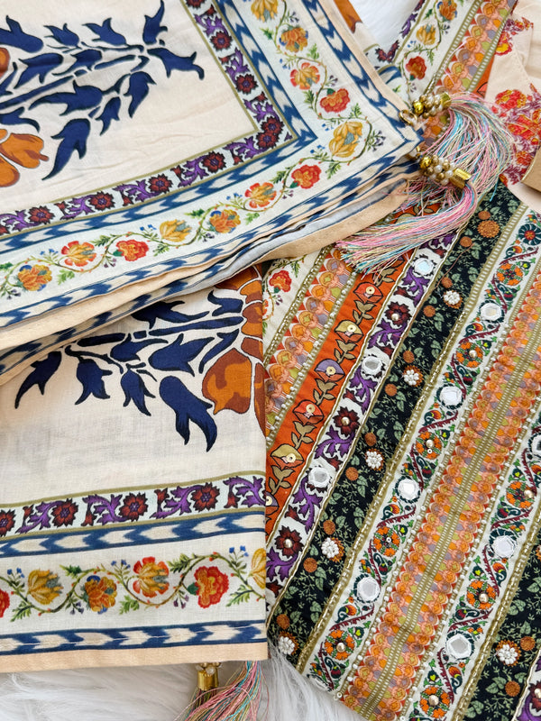 ✨ Pure Cotton Mirror Work Kurti Set ✨