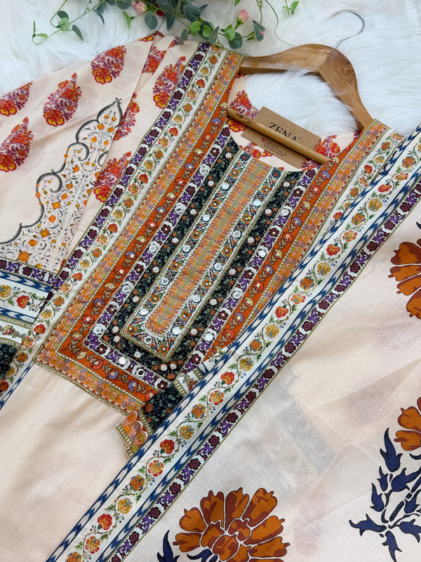 ✨ Pure Cotton Mirror Work Kurti Set ✨