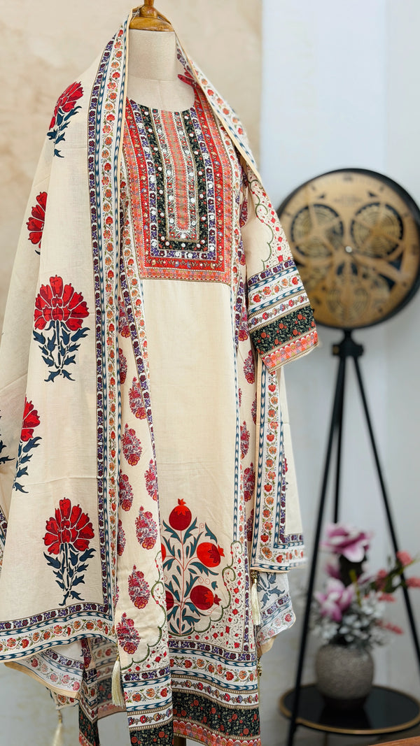 ✨ Pure Cotton Mirror Work Kurti Set ✨