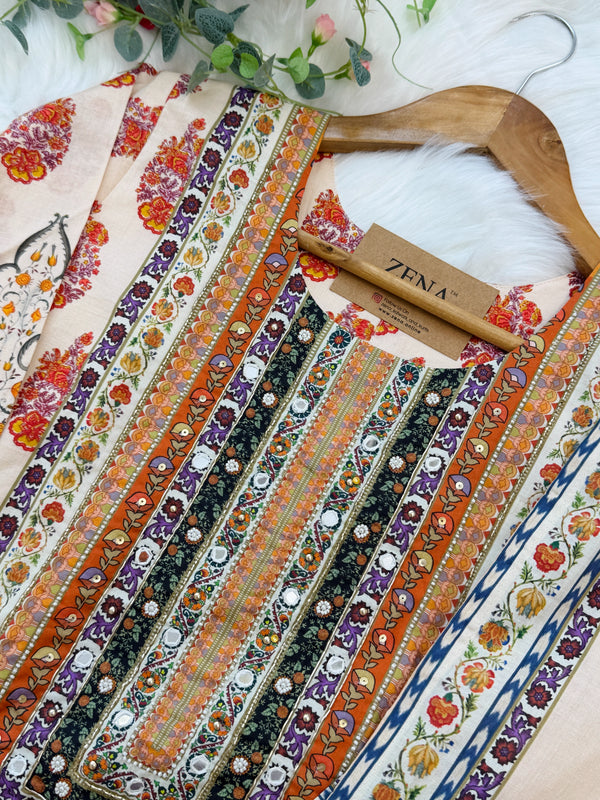 ✨ Pure Cotton Mirror Work Kurti Set ✨