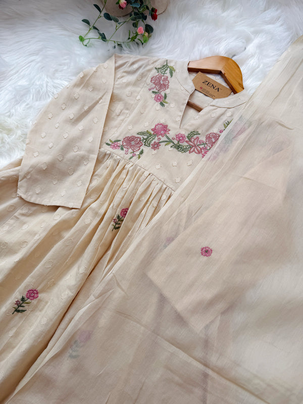 ✨ Pure Cotton Embroidered Anarkali Set ✨