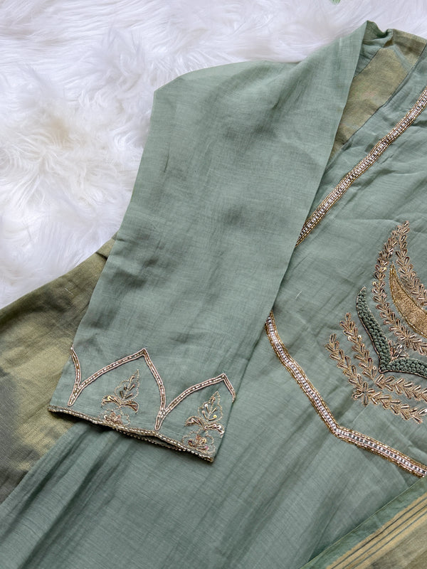 ✨ Premium Mul Chanderi Hand Work Anarkali Set ✨