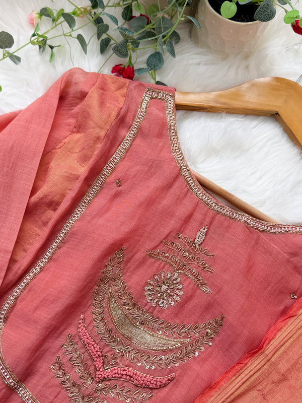 ✨ Premium Mul Chanderi Hand Work Anarkali Set ✨