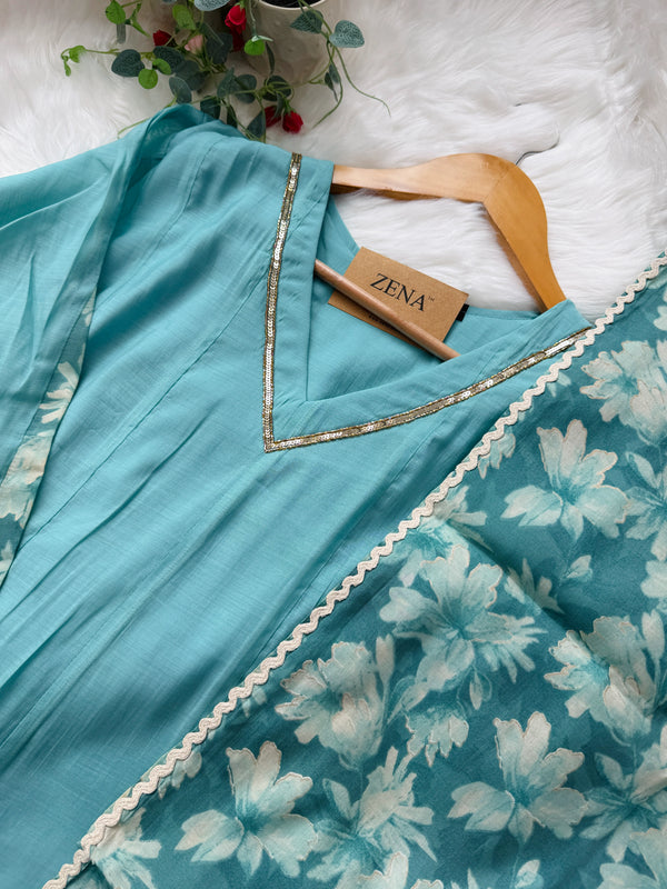 ✨ Mul Chanderi Hand Detailed Anarkali Set ✨