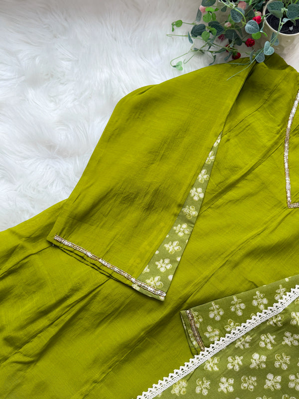 ✨ Mul Chanderi Hand Detailed Anarkali Set ✨
