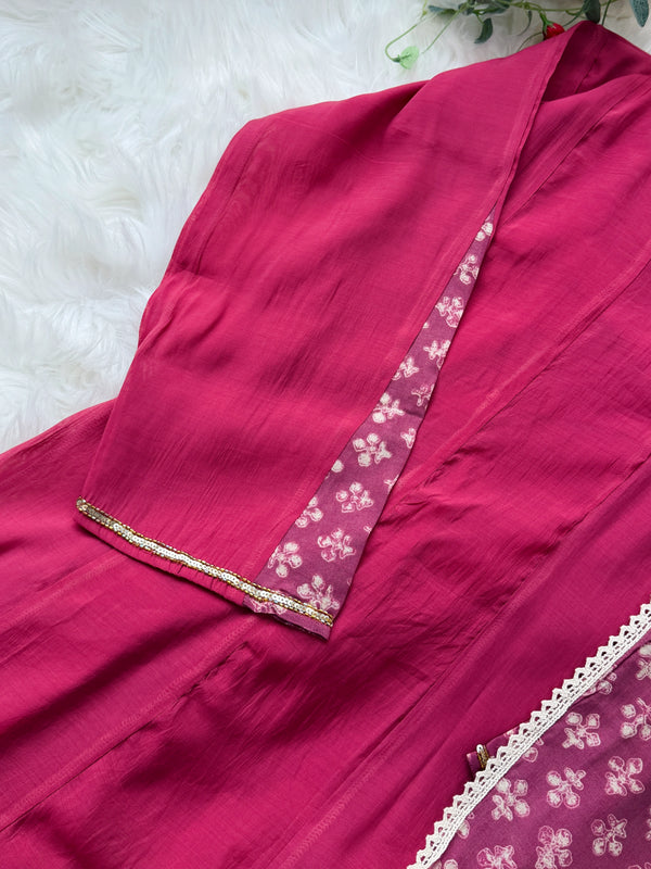 ✨ Mul Chanderi Hand Detailed Anarkali Set ✨