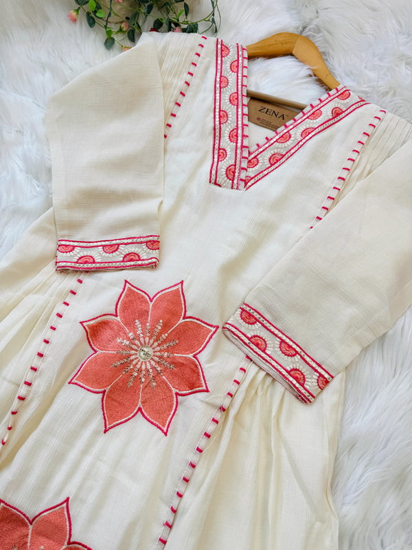 ✨ Imported Crush Silk Kurti Set with Appliqué Work ✨