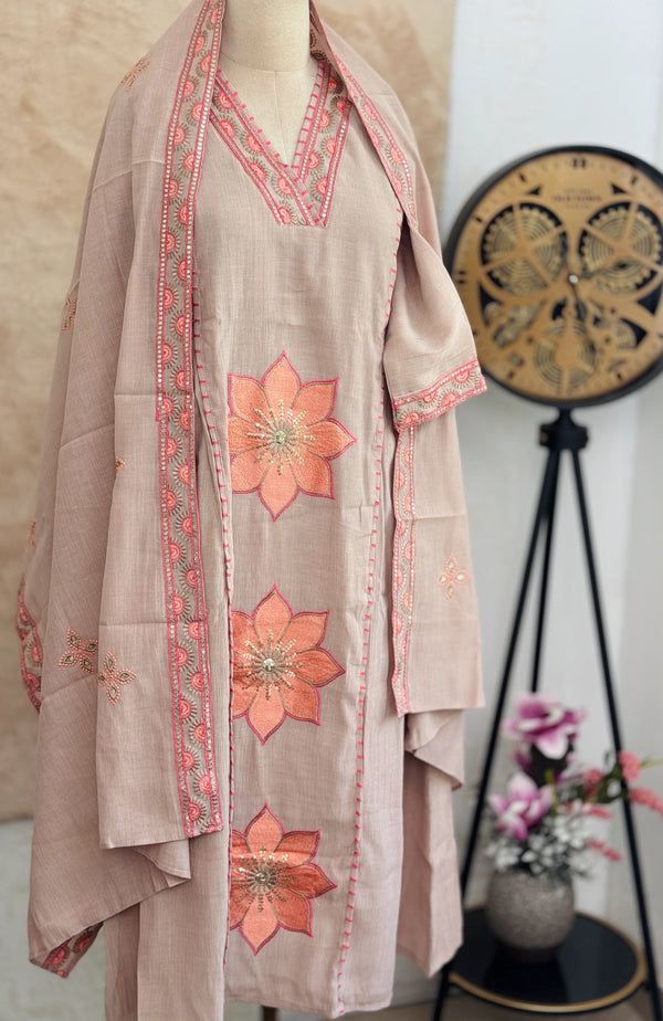 ✨ Imported Crush Silk Kurti Set with Appliqué Work ✨