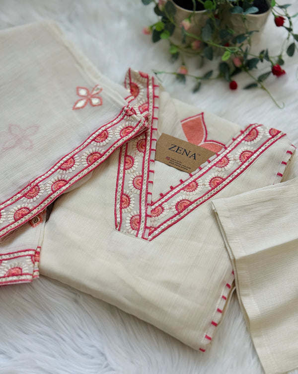 ✨ Imported Crush Silk Kurti Set with Appliqué Work ✨