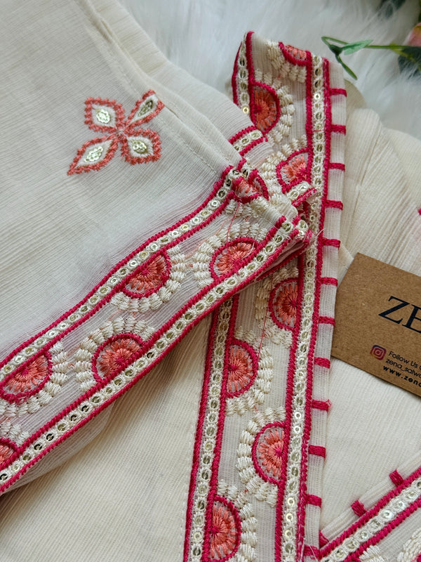 ✨ Imported Crush Silk Kurti Set with Appliqué Work ✨