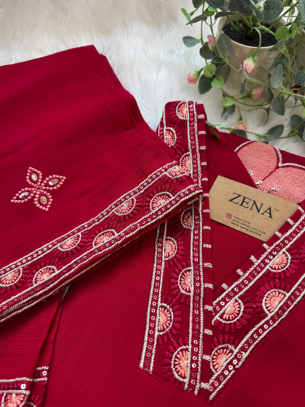 ✨ Imported Crush Silk Kurti Set with Appliqué Work ✨
