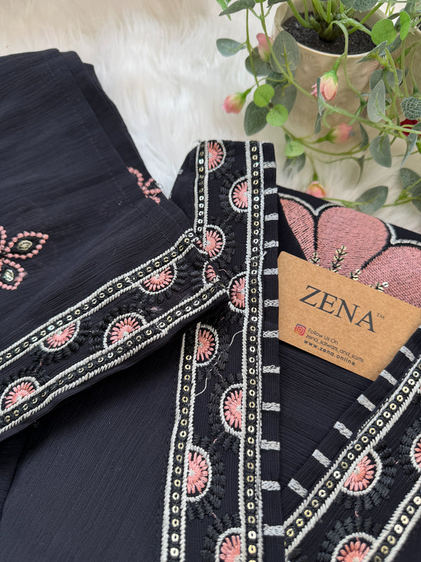 ✨ Imported Crush Silk Kurti Set with Appliqué Work ✨