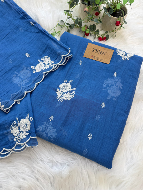 🌟 Mul Chanderi Embroidered Unstitched Suit 🌟