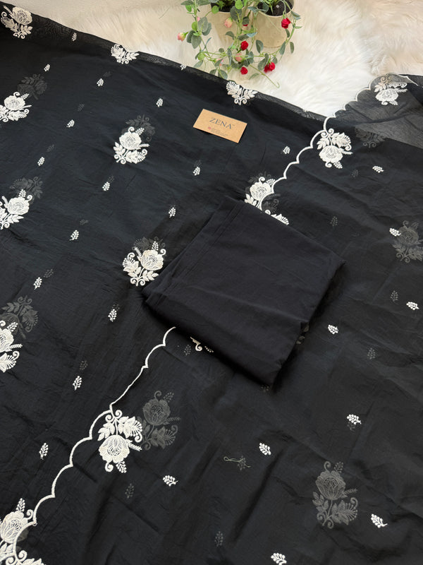 🌟 Mul Chanderi Embroidered Unstitched Suit 🌟