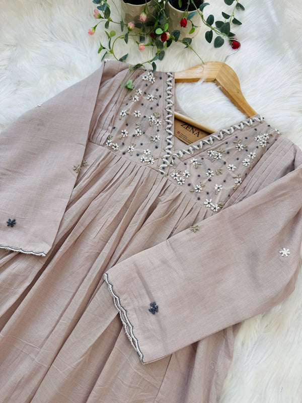 ✨ Pure Mul Cotton Hand-Detailed Embroidered Anarkali Set ✨