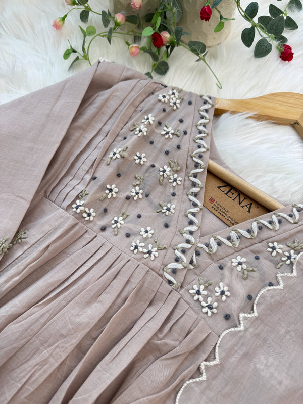 ✨ Pure Mul Cotton Hand-Detailed Embroidered Anarkali Set ✨