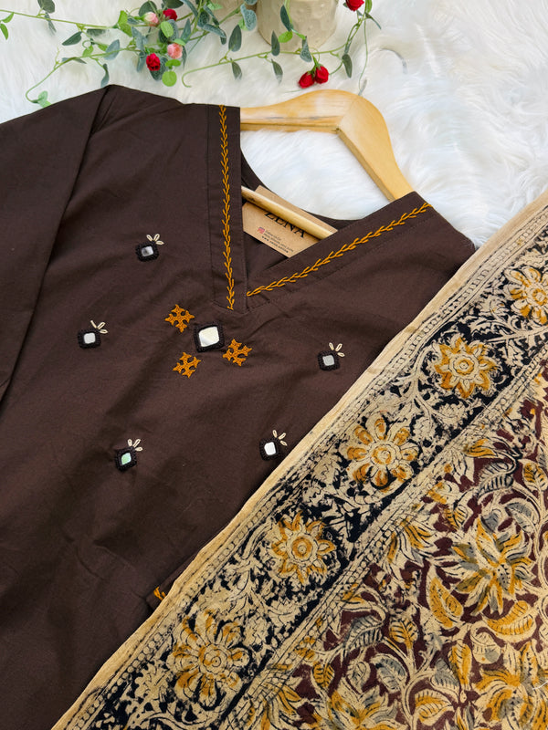 ✨ Pure Cotton Mirror Work Kurti Set ✨