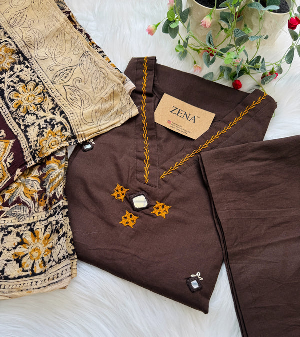✨ Pure Cotton Mirror Work Kurti Set ✨