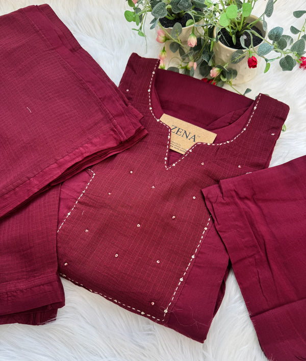 ✨ Pure Kota Doria Anarkali Kurti Set with Handwork Details ✨