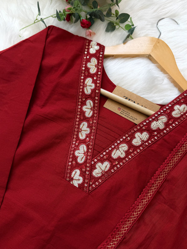 ✨ Pure Cotton Appliqué Work Kurti Set ✨
