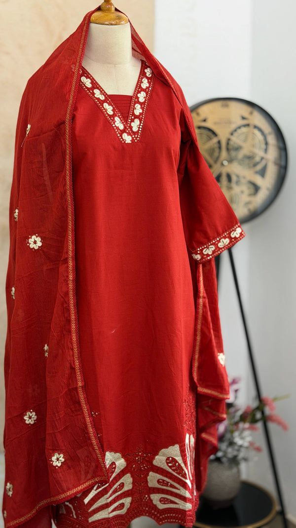 ✨ Pure Cotton Appliqué Work Kurti Set ✨