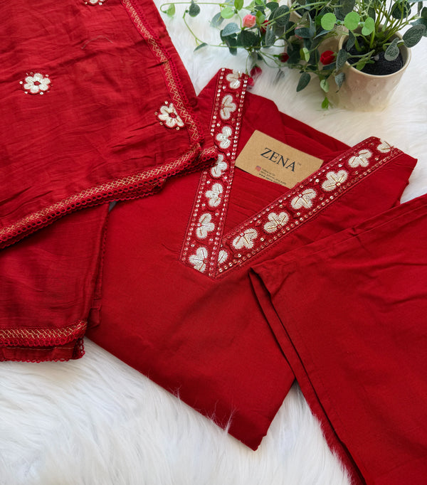 ✨ Pure Cotton Appliqué Work Kurti Set ✨