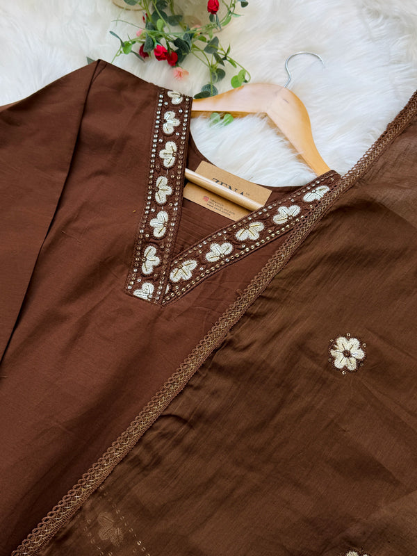✨ Pure Cotton Appliqué Work Kurti Set ✨