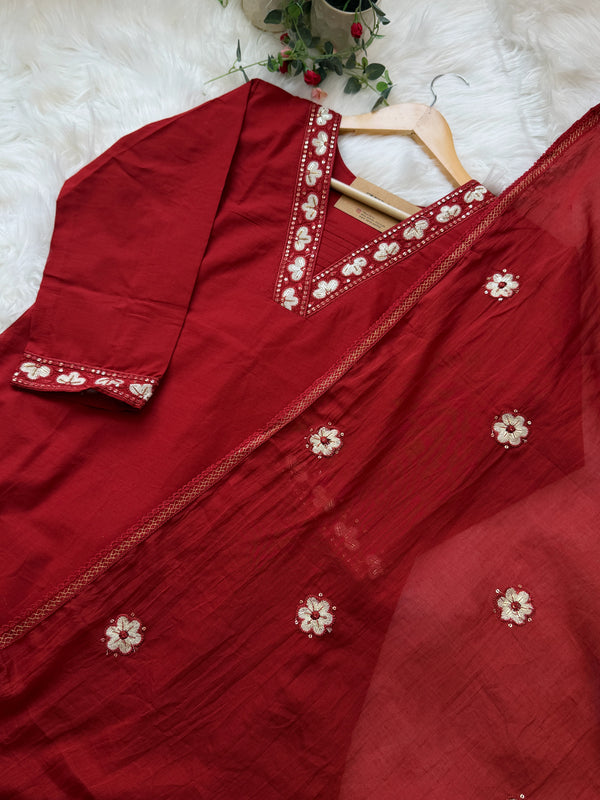 ✨ Pure Cotton Appliqué Work Kurti Set ✨