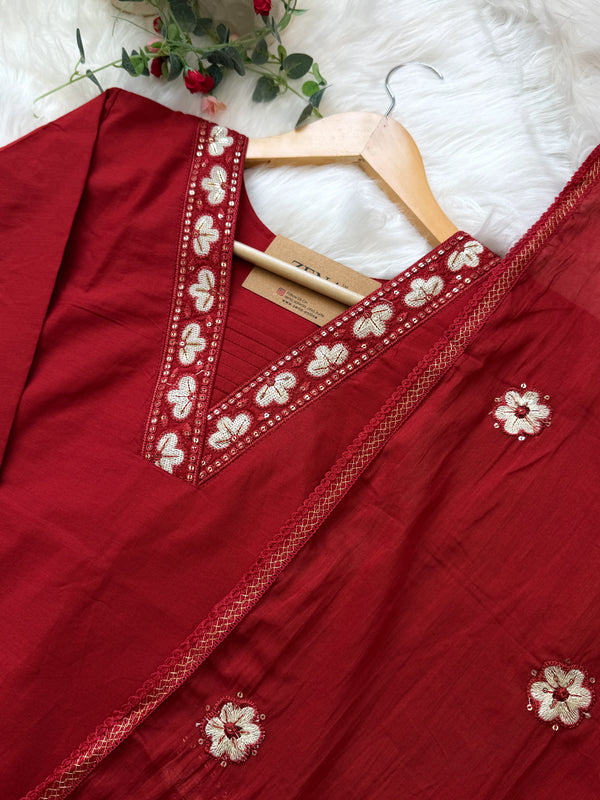 ✨ Pure Cotton Appliqué Work Kurti Set ✨