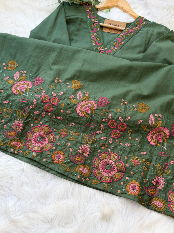 ✨ Pure Cotton Embroidered Kurti Set ✨