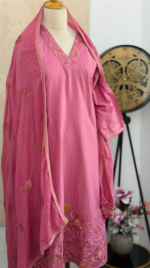 ✨ Pure Cotton Embroidered Kurti Set ✨