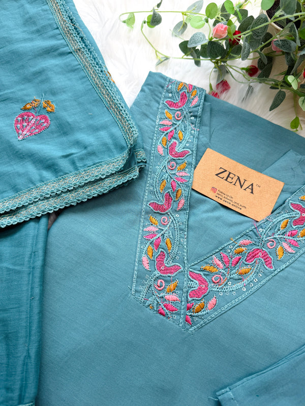 ✨ Pure Cotton Embroidered Kurti Set ✨
