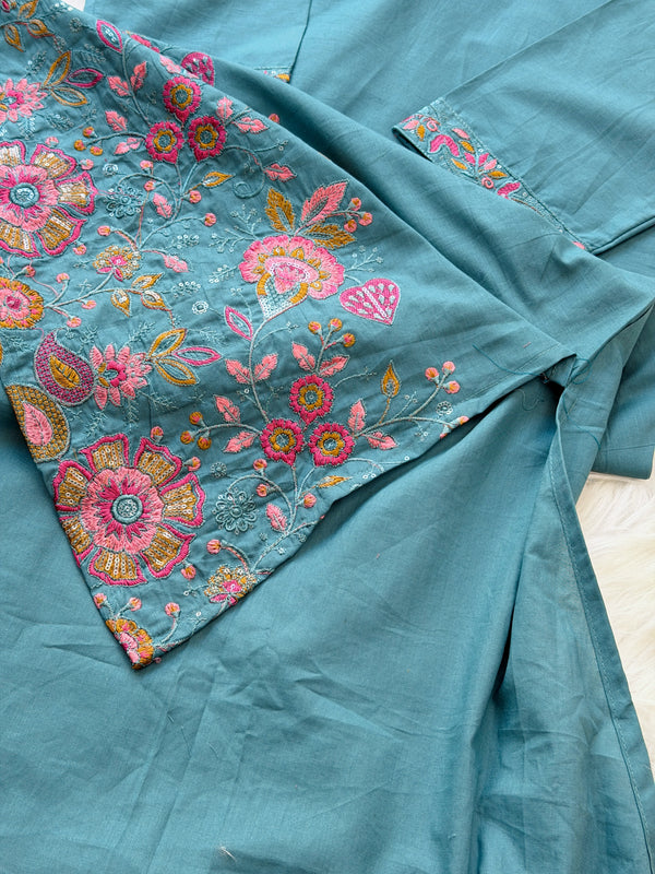 ✨ Pure Cotton Embroidered Kurti Set ✨
