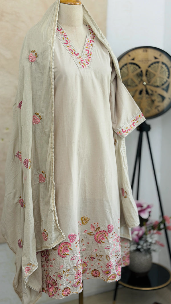✨ Pure Cotton Embroidered Kurti Set ✨