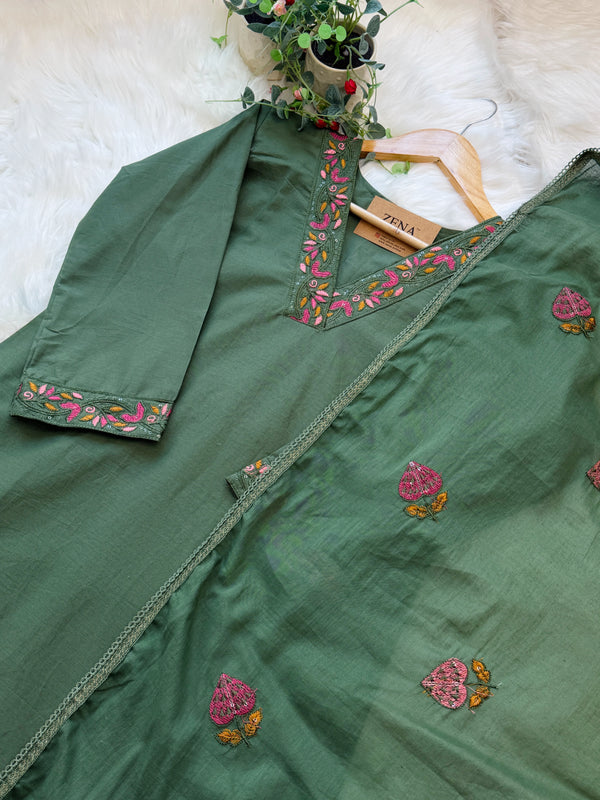 ✨ Pure Cotton Embroidered Kurti Set ✨
