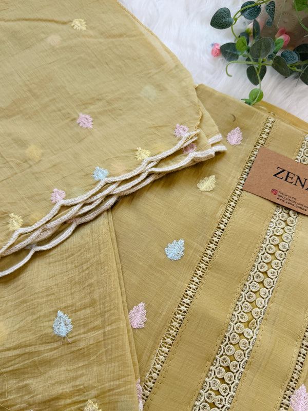 ✨ Unstitched Mul Chanderi Embroidered Suit ✨