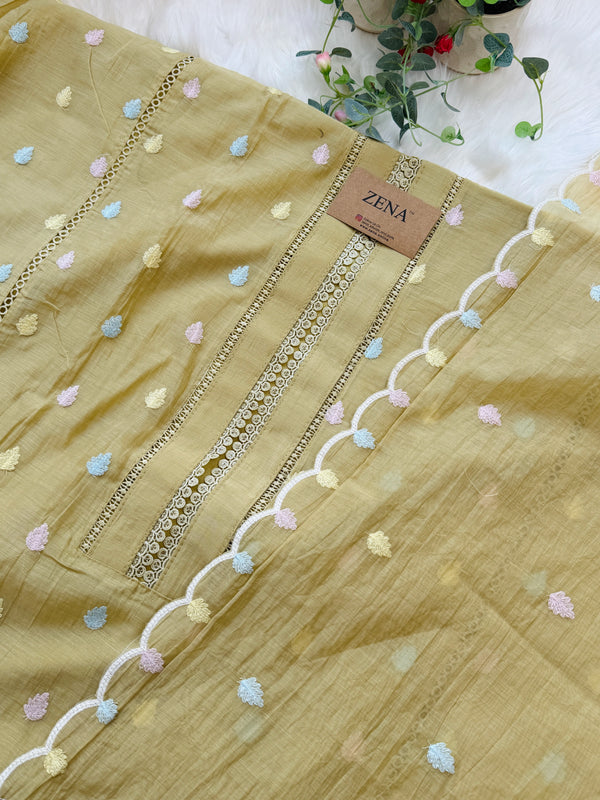 ✨ Unstitched Mul Chanderi Embroidered Suit ✨