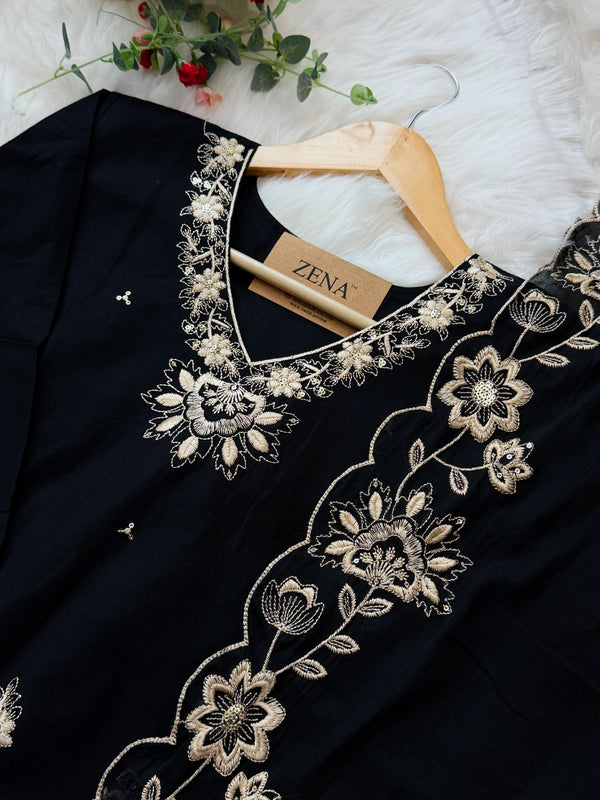 ✨ Pure Cotton Embroidered Kurti Set ✨