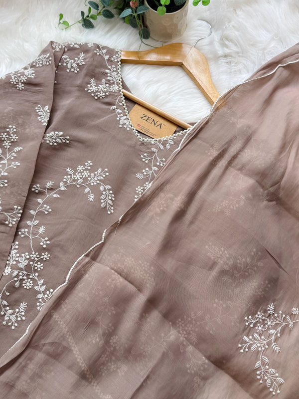 Glass Chanderi Embroidered Anarkali Set ✨