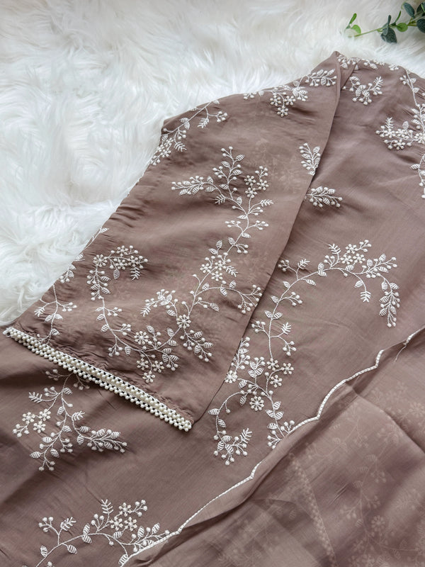 Glass Chanderi Embroidered Anarkali Set ✨