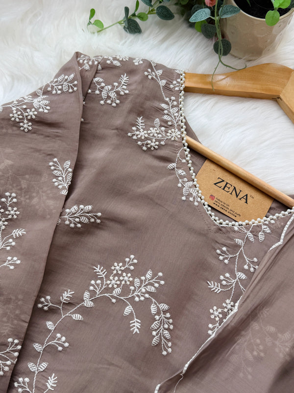 Glass Chanderi Embroidered Anarkali Set ✨