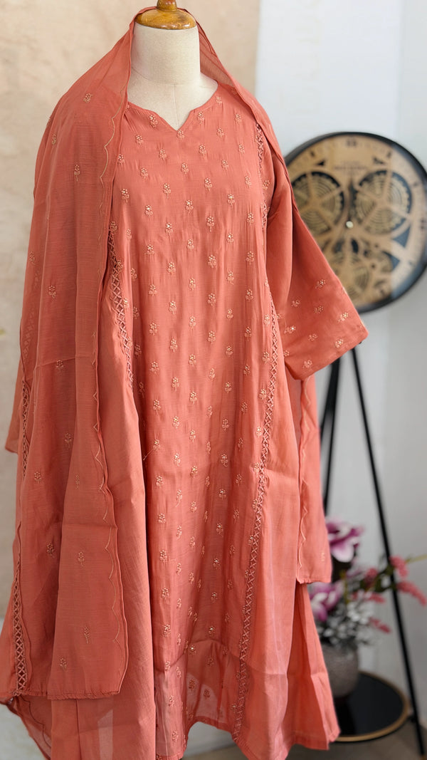 ✨ Mul Chanderi A-Line Kurti Set ✨