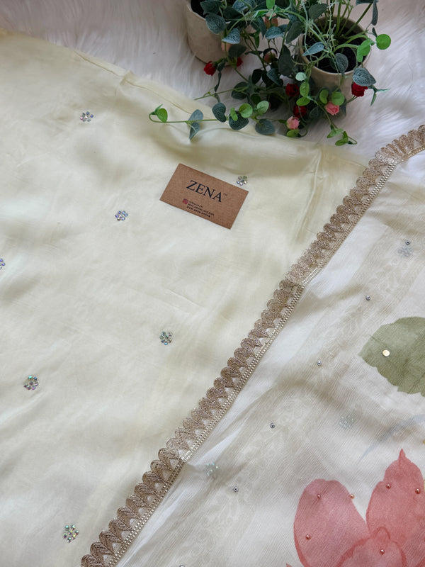 ✨ Premium Crepe Hand Detailed Unstitched Suit ✨