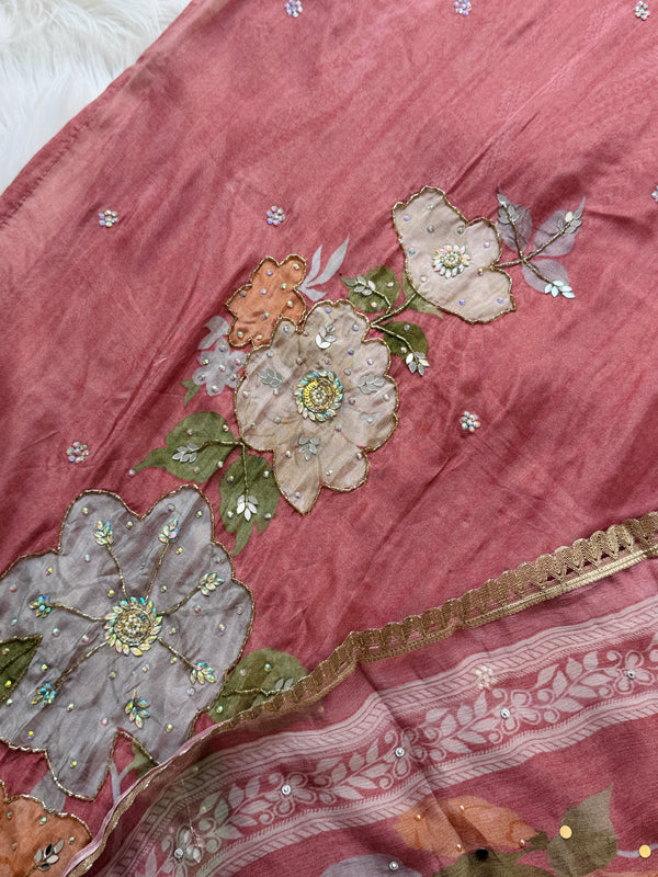 ✨ Premium Crepe Hand Detailed Unstitched Suit ✨