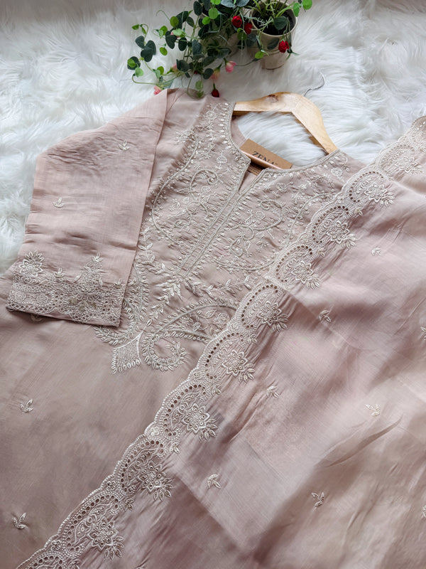 ✨ Premium Mul Chanderi Handwork Kurti Set ✨
