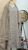 ✨ Glass Chanderi Embroidered A-Line Kurti Set ✨