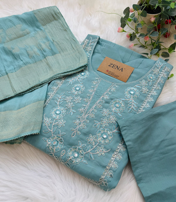 ✨ Roman Silk Embroidered Kurti Set ✨