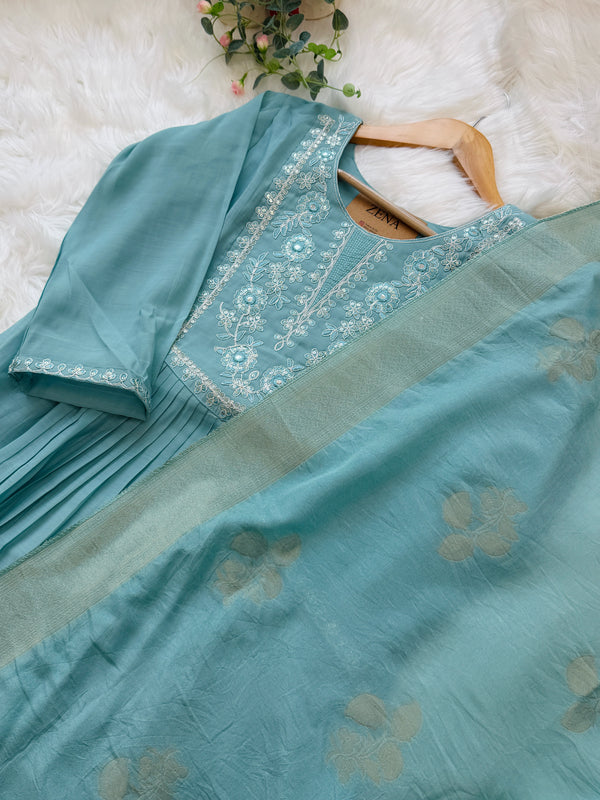 ✨ Roman Silk Embroidered Kurti Set ✨