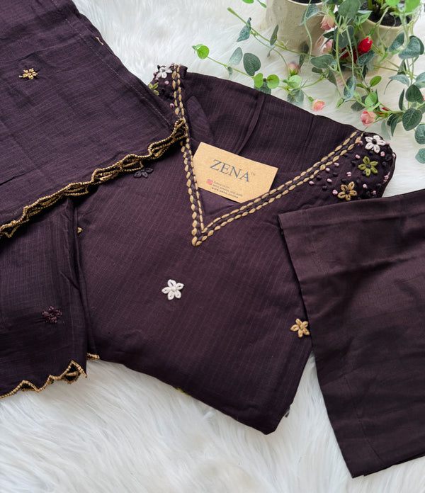 ✨ Premium Kota Doria Hand Detailed Anarkali Set ✨